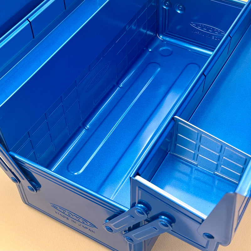 boîte à outils TOYO steel Japonaise à étages escamotable bleue métal