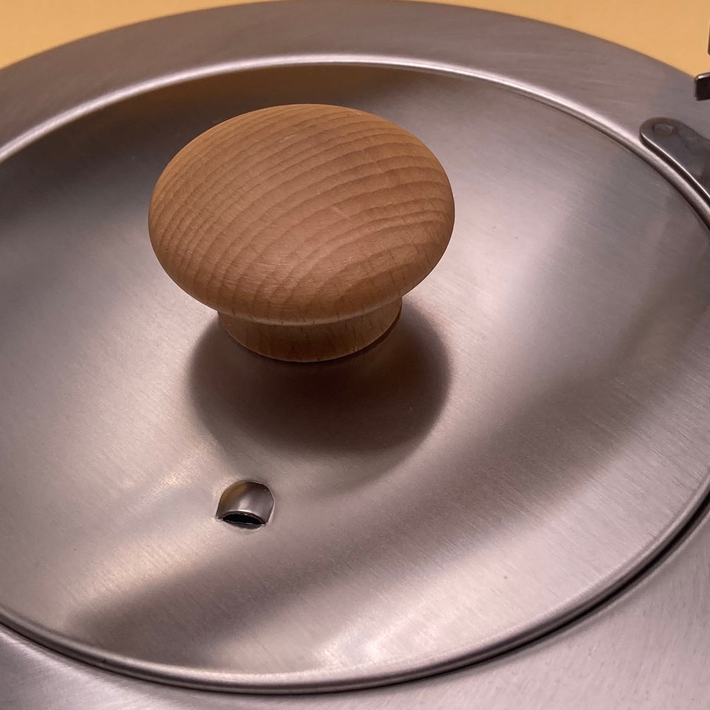 bouilloire japonaise acier inoxydable dripless bois hêtre argent thé