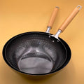 wok japonais sans pfoa ptfe acier manche bois