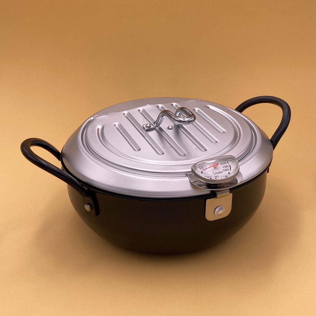 Friteuse Tempura Japonaise 2,2 L - Inox 304, Avec Thermomètre Et Support égouttoir - Pour Poulet, Frites, Beignets - 14